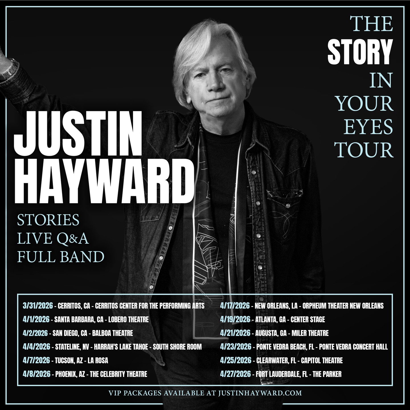 Justin Hayward The Story in Your Eyes Tour Poster 2026